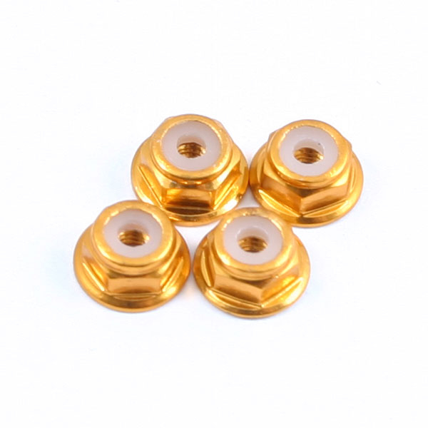 image Fastrax M2 Gold Flanged Locknuts 4Pcs - Image 1