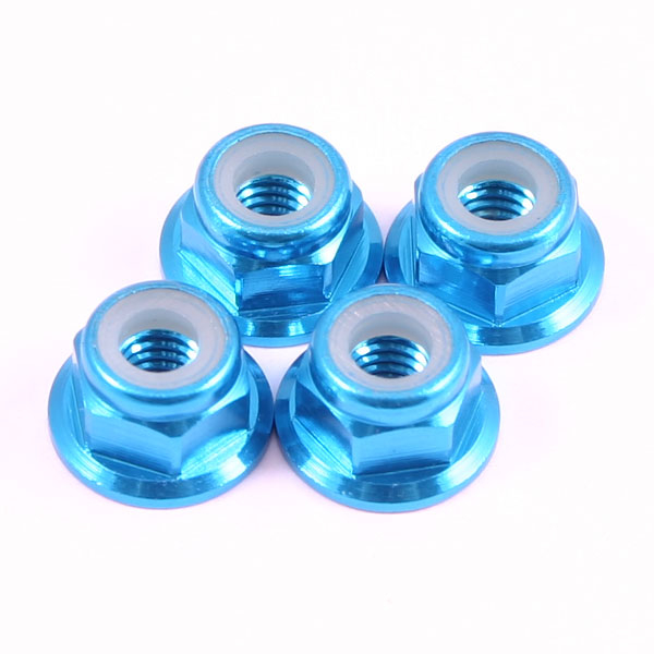 image Fastrax M4 Blue Flanged Locknuts 4Pcs - Image 1