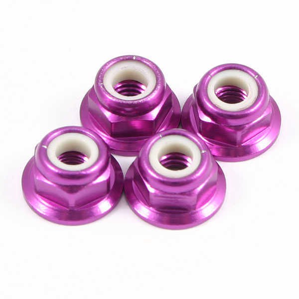 image Fastrax M4 Pink Flanged Locknuts 4Pcs - Image 1