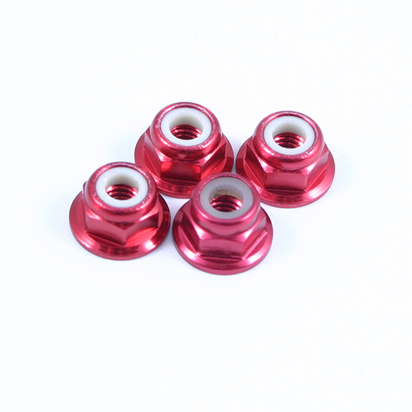 image Fastrax M4 Red Flanged Locknuts 4Pcs - Image 1