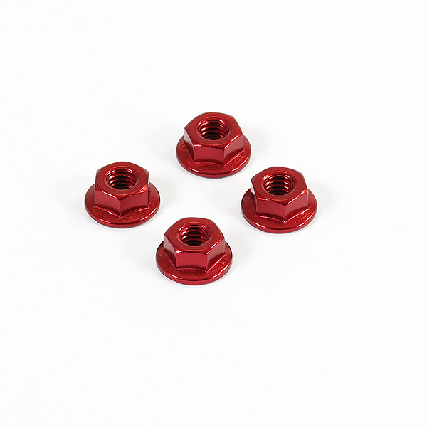 image FASTRAX M4 RED SERRATED ALUMINIUM LOCKNUTS 4pcs - Image 1