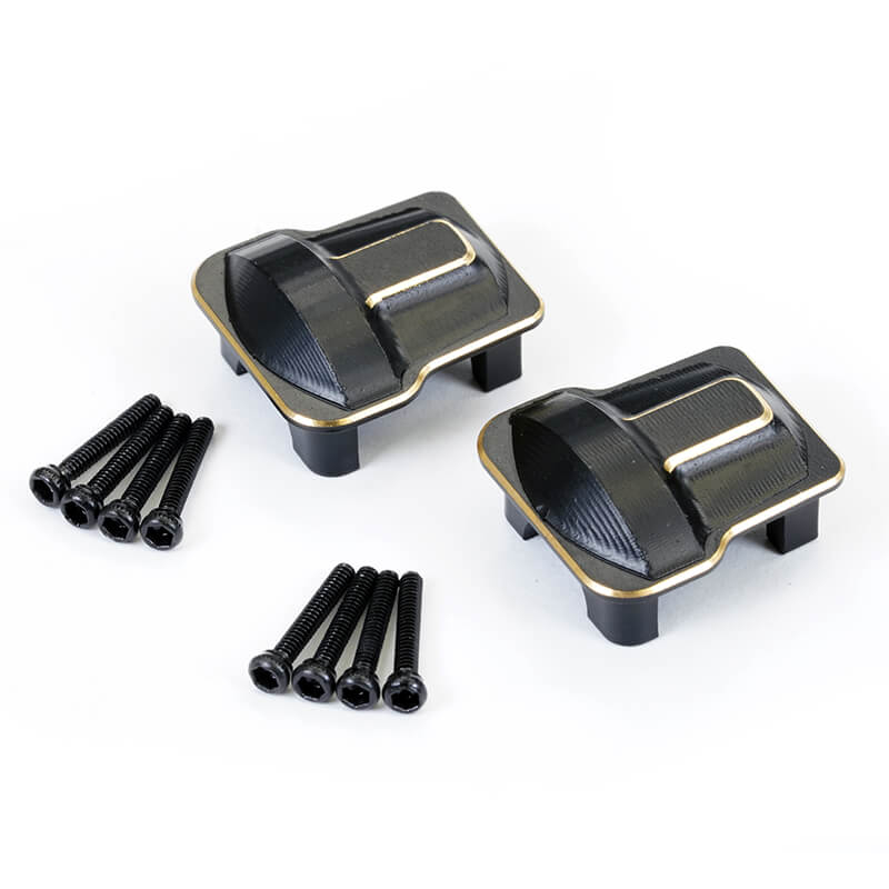 image FASTRAX TRX-4M BLACK BRASS PORTAL AXLE COVERS (2) - Image 1