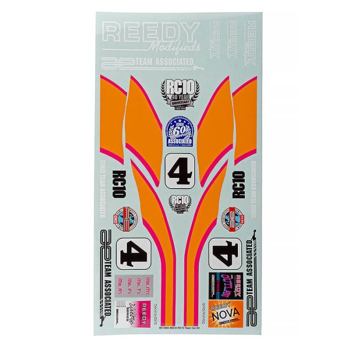 TEAM ASSOCIATED RC10 TEAM CAR KIT DECAL SHEET - Image 1