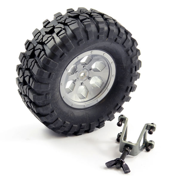 image FTX OUTBACK SPARE TYRE MOUNT & TYRE/WHEEL (GREY) - Image 1