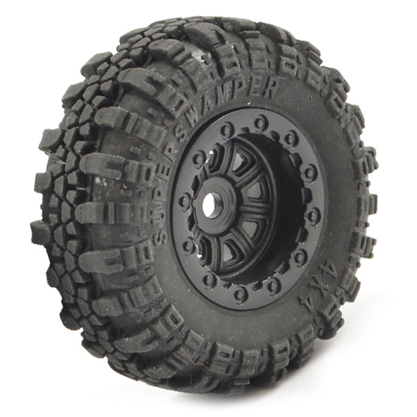 image FTX OUTBACK MINI SWAMPER TYRE & WHEEL SET - BLACK (4PC) - Image 1