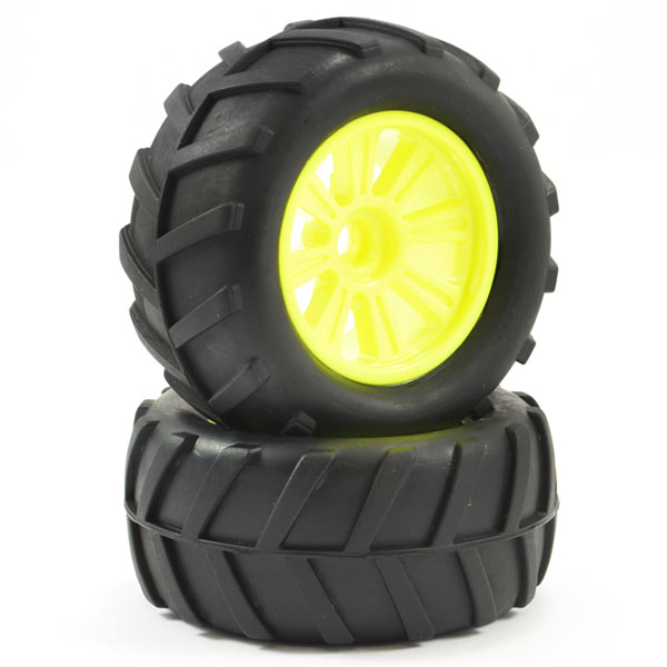 image FTX COMET MONSTER FRONT MOUNTED TYRE & WHEEL YELLOW - Image 1
