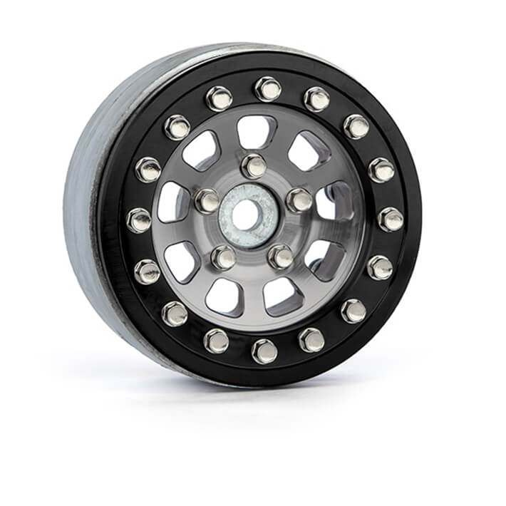 image GMADE 1.9 AR04 5-LUG ALUMINIUM BEADLOCK WHEELS (SILVER) (2) - Image 1