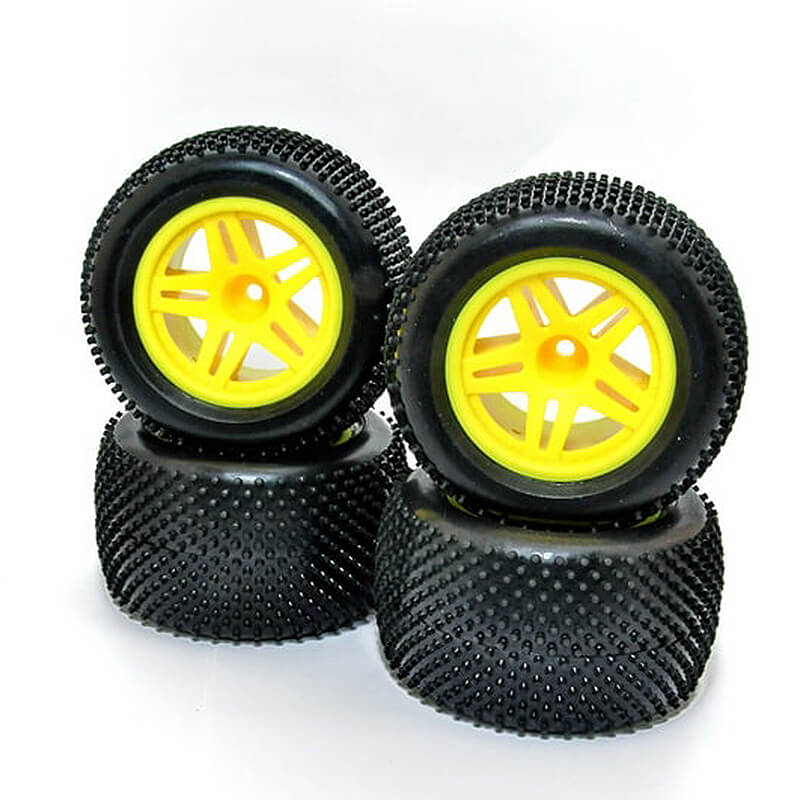 image HOBAO HYPER TT TRUCK TYRES MOUNTED YELLOW WHEEL (4PCS) - Image 1