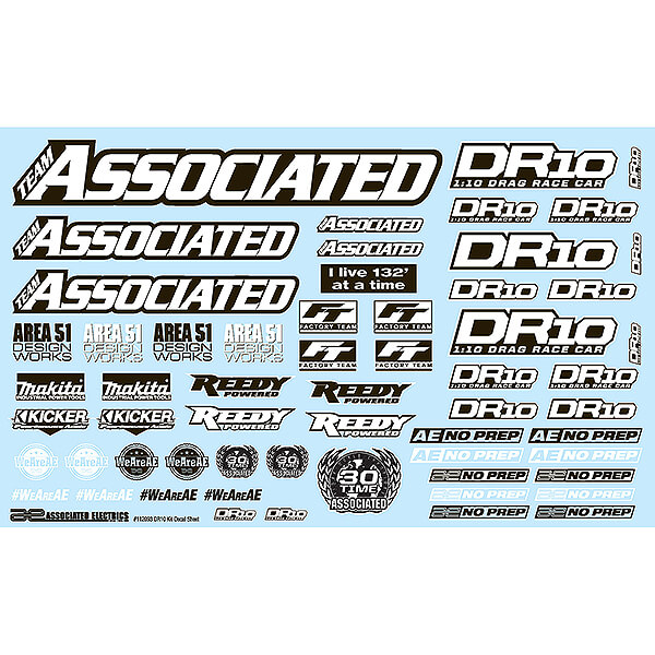 image TEAM ASSOCIATED DR10 DECAL SHEET - Image 1