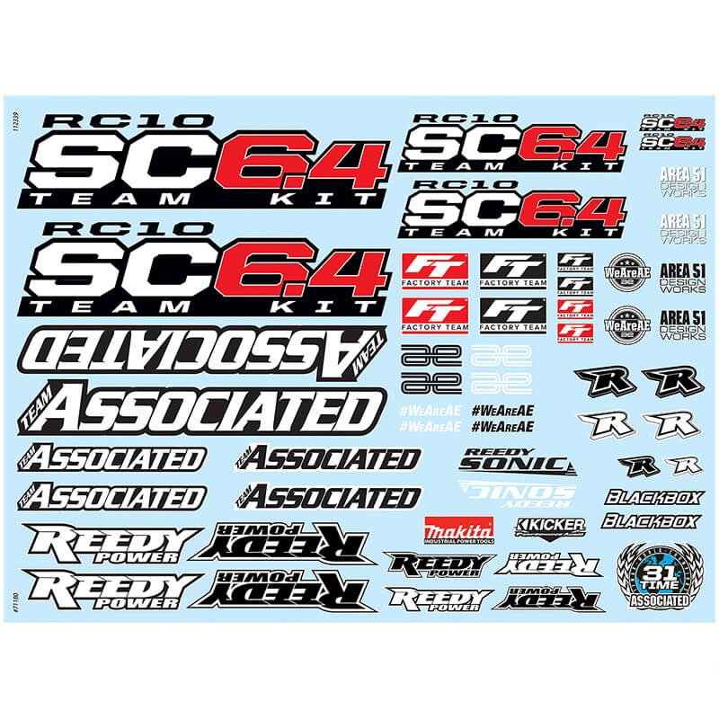 image TEAM ASSOCIATED RC10SC6.4 DECAL SHEET - Image 1