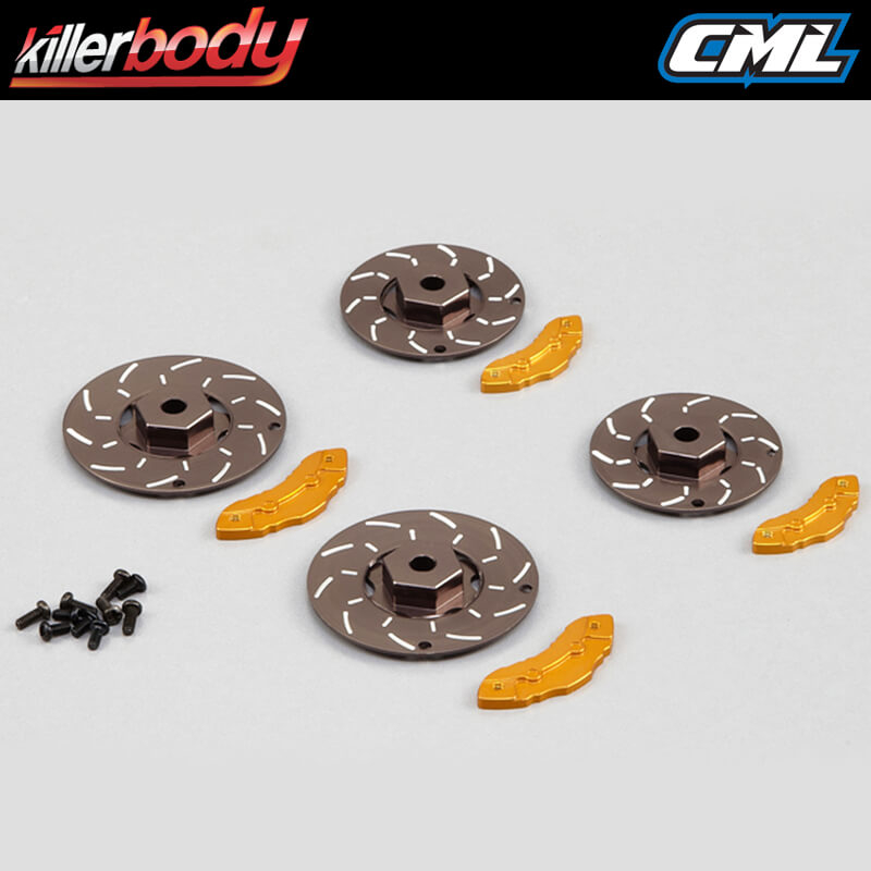 image KILLERBODY CALLIPER BRAKE DISC GREY/GOLD 4PC (CNC ALUMINUM) - Image 1