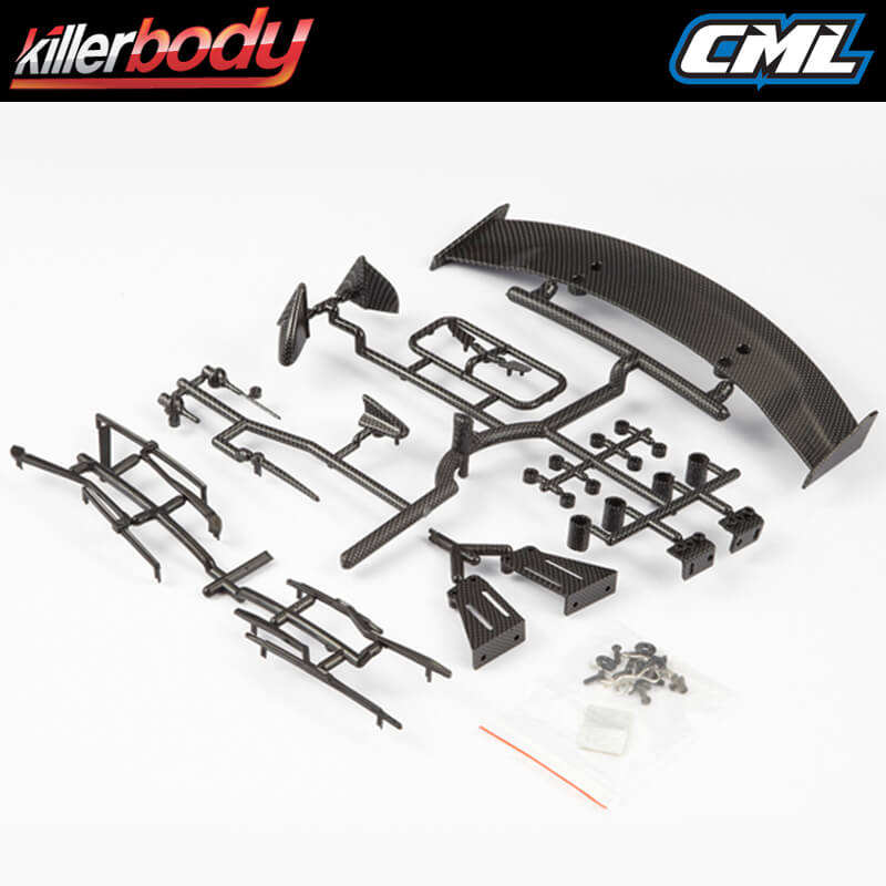 image KILLERBODY 1/10 TC BASIC PLASTIC PARTS (CARBON FIBER FINISH) - Image 1