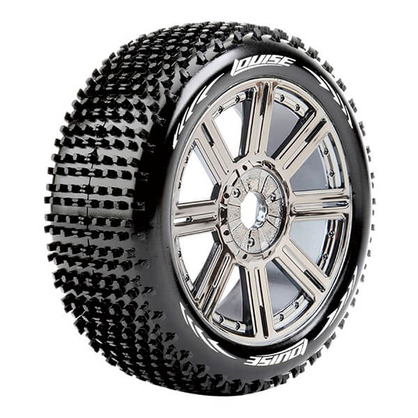 image LOUISE RC B-HORNET 1/8 FR/RR SUPER SOFT HEX 17MM SPOKE BLACK CHROME - Image 1