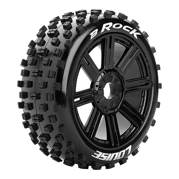 image LOUISE RC B-ROCK 1/8 FR/RR SOFT HEX 17MM SPOKE BLACK - Image 1