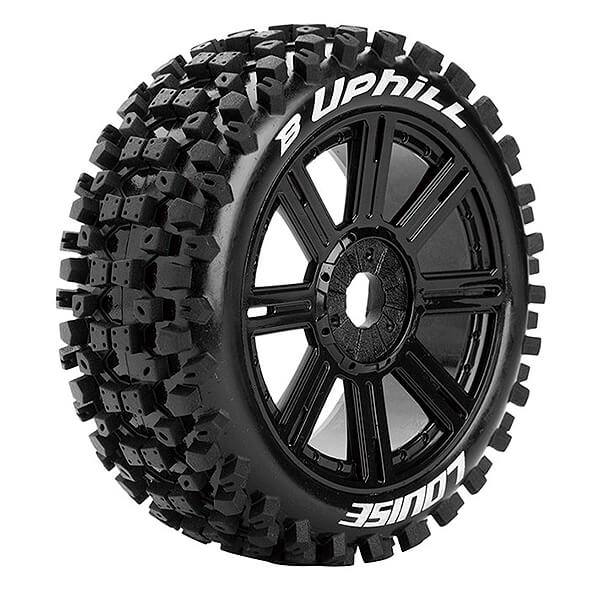 image LOUISE RC B-UPHILL 1/8 FR/RR SOFT HEX 17MM SPOKE BLACK - Image 1