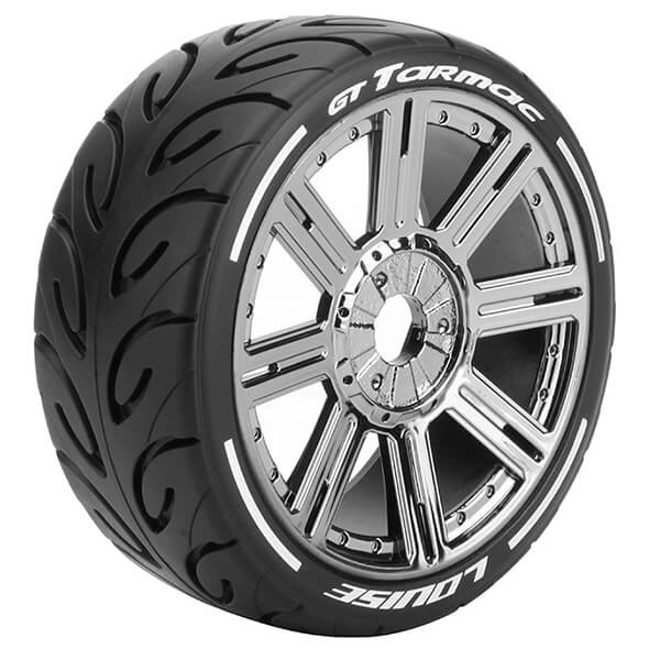 image LOUISE RC GT-TARMAC 1/8 FR/RR SOFT HEX 17MM SPOKE BLACK CHROME - Image 1