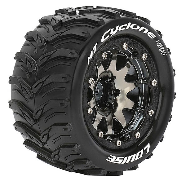 image LOUISE RC MT-CYCLONE 1/10 SOFT BEAD-LOCK/0 OFFSET HEX 12MM BLACK CHROME - Image 1