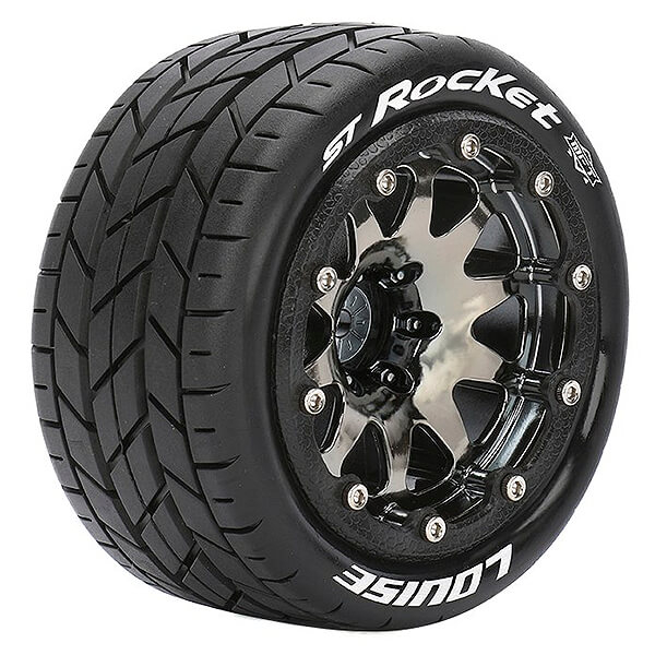 image LOUISE RC ST-ROCKET 1/10 SOFT BEAD-LOCK/1/2 OFFSET HEX 12MM BLACK CHROME - Image 1