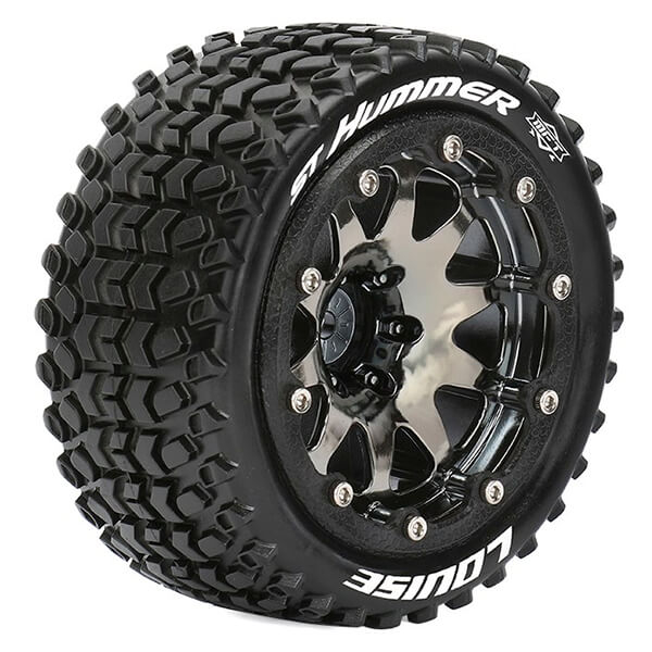 image LOUISE RC ST-HUMMER 1/10 SOFT BEAD-LOCK 0 OFFSET HEX 12MM BLACK CHROME - Image 1