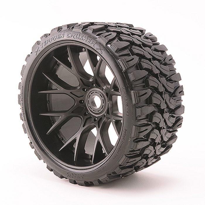 SWEEP TERRAIN CRUSHER BELTED TYRE BLACK 17MM WHEELS 1/2 OFFS - Image 1
