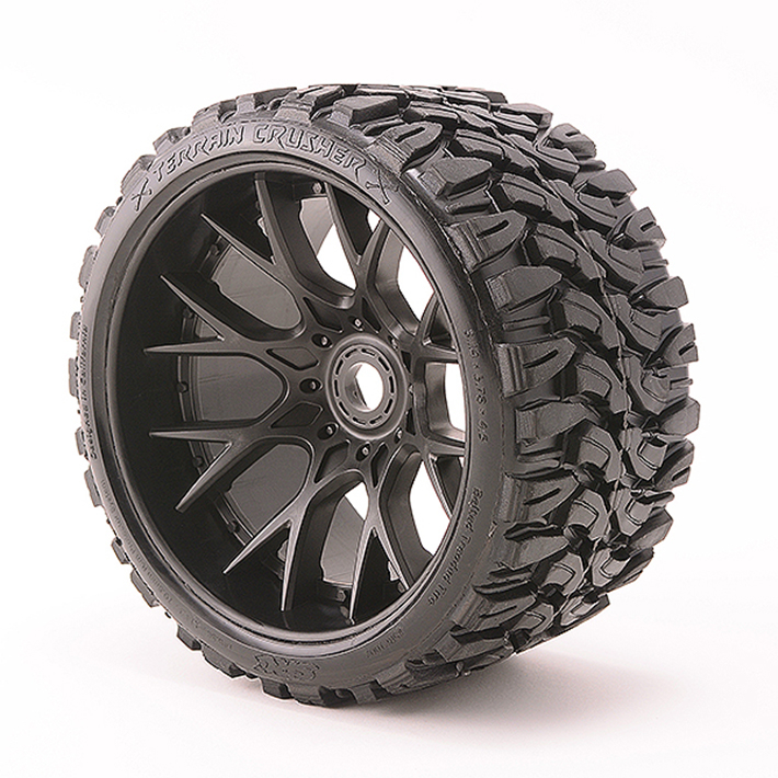 image SWEEP TERRAIN CRUSHER BELTED TYRE BLACK 17MM WHEELS 1/2 OFFS - Image 1