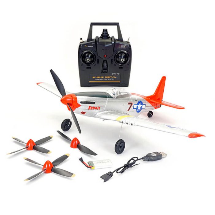 VOLANTEX P-51D MUSTANG V2 RED 4CH 400MM BRUSHED w/GYRO RTF - Image 1