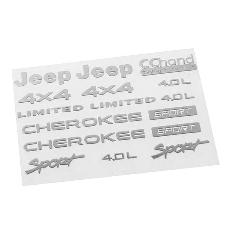 image RC4WD METAL EMBLEM SET FOR AXIAL SCX10 XJ (SILVER) - Image 1