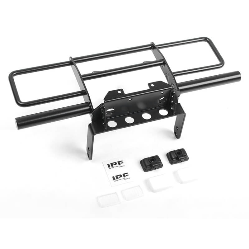 image RC4WD OXER STEEL FRONT WINCH BUMPER W/ IPF LIGHTS FOR VANQUISH VS4-10 ORIGIN BODY (BLACK) - Image 1