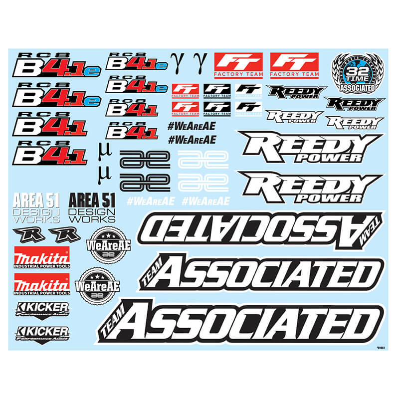 image TEAM ASSOCIATED RC8B4.1/e DECAL SHEET - Image 1