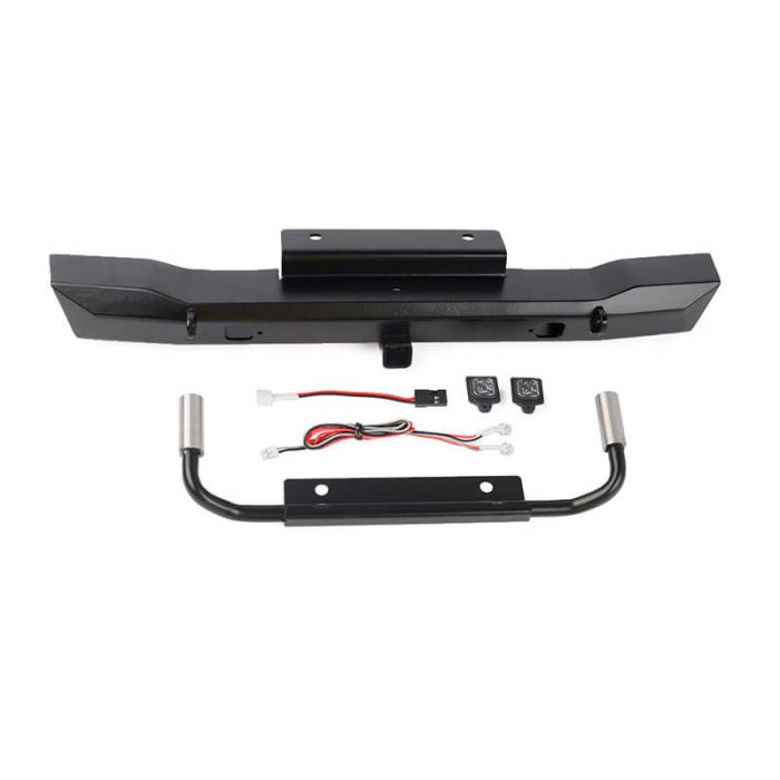 RC4WD EON METAL REAR HITCH BUMPER W/LED & DUAL EXHAUST FOR AXIAL SCX6 JEEP WRANGLER JLU - Image 1