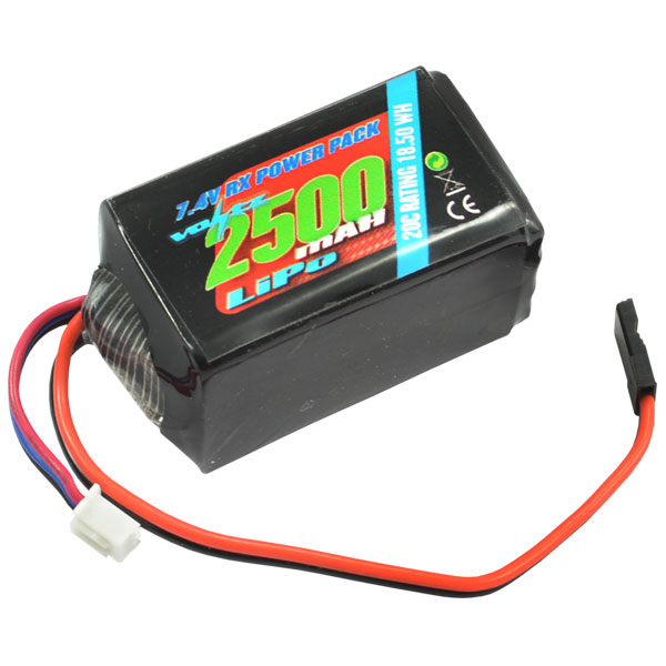 image VOLTZ 2500mah 2S 7.4V RX LiPo HUMP BATTERY PACK - Image 1
