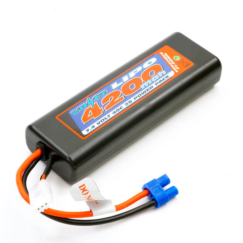 image VOLTZ 4200mah ROUND/OVAL CASE 2S 40C 7.4V LIPO STICK PACK - EC3 - Image 1