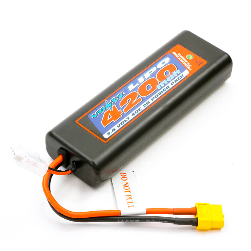 image VOLTZ 4200mah ROUND/OVAL CASE 2S 40C 7.4V LIPO STICK PACK - XT60 - Image 1
