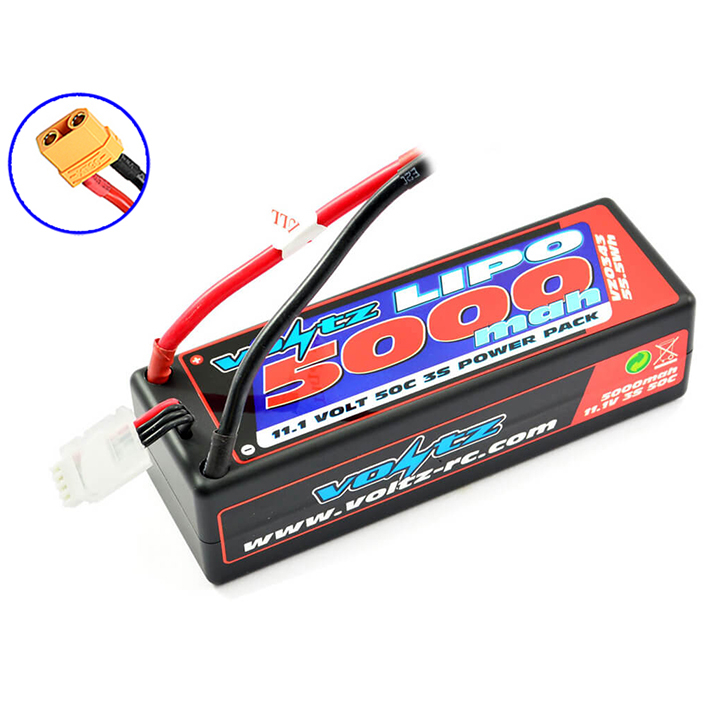 image VOLTZ 5000mah HARD CASE 11.1V 50C LIPO STICK PACK XT90 - Image 1