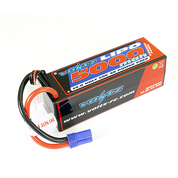 image VOLTZ 5000mah HARD CASE 14.8V 50C LIPO STICK PACK EC5 - Image 1