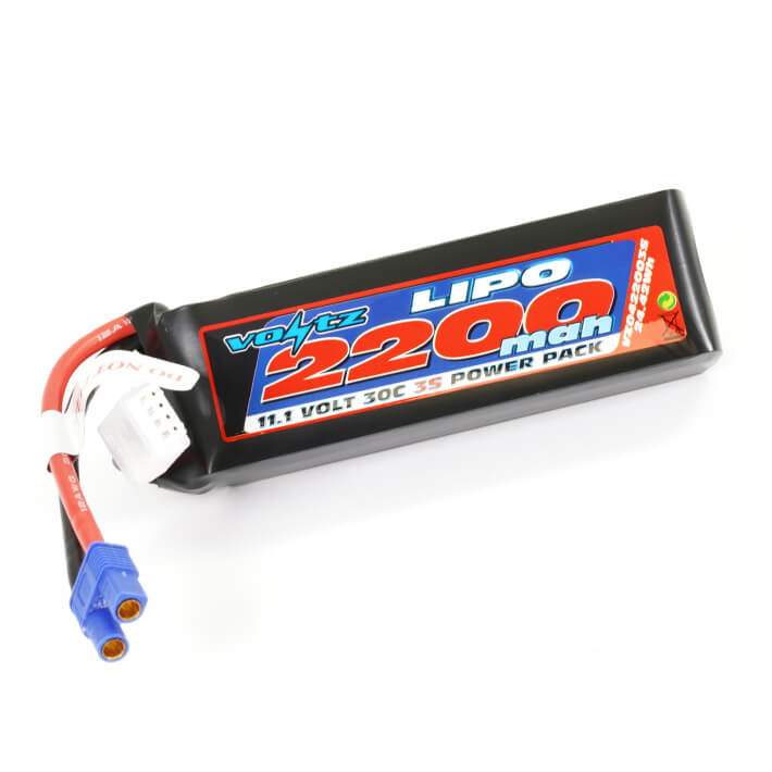 image VOLTZ 2200mah 11.1V 30C LIPO BATTERY w/EC3 - Image 1