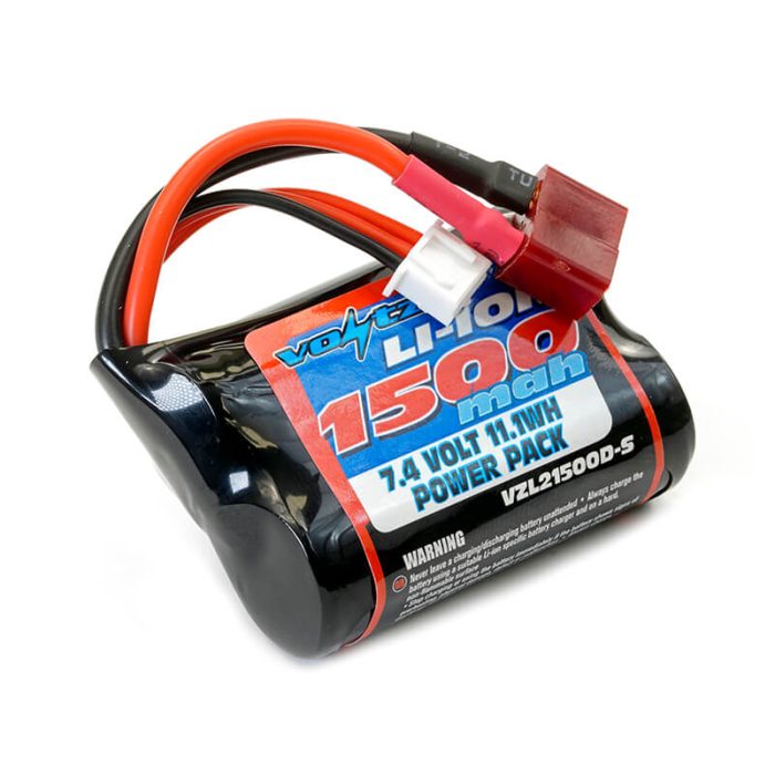 VOLTZ LI-ION 7.4V 1500MAH SHORT BATTERY WITH DEANS T-PLUG - Image 1
