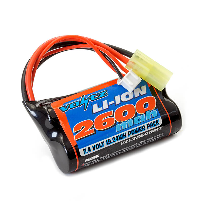 image VOLTZ LI-ION 7.4V 2600MAH BATTERY WITH MINI TAMIYA PLUG - Image 1