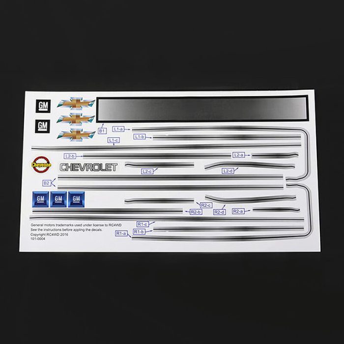 RC4WD CHEVROLET BLAZER DECAL SHEET SET FOR CHEVY BLAZER BODY - Image 1