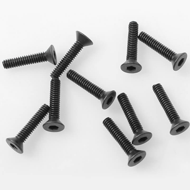 image RC4WD STEEL FLAT HEAD SOCKET CAP SCREWS M2 X 10MM (BLACK) - Image 1