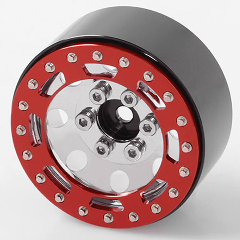 image RC4WD TRO 1.7" STAMPED STEEL BEADLOCK WHEELS (RED/CHROME) - Image 1