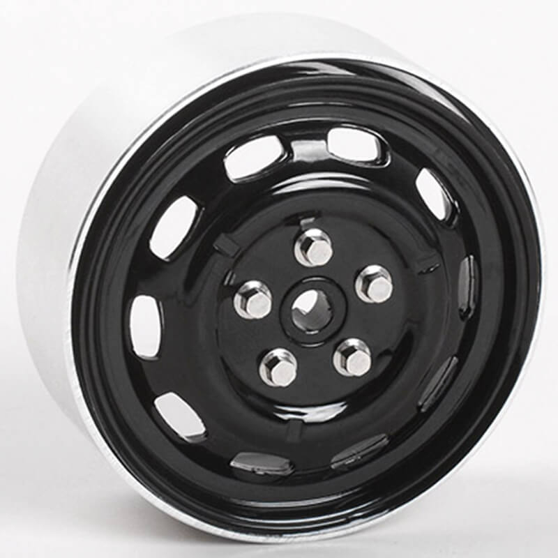 image RC4WD STAMPED STEEL 1.7" 10-OVAL HOLE WHEELS (BLACK) - Image 1