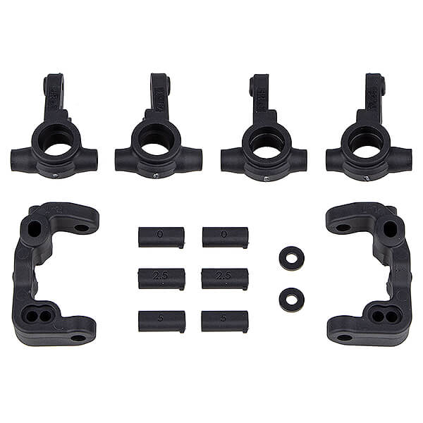 image TEAM ASSOCIATED RC10B6.4 -1MM SCRUB CASTER AND STEERING BLOCKS, CARBON - Image 1