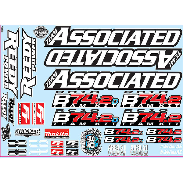 image TEAM ASSOCIATED RC10B74.2 DECAL SHEET - Image 1