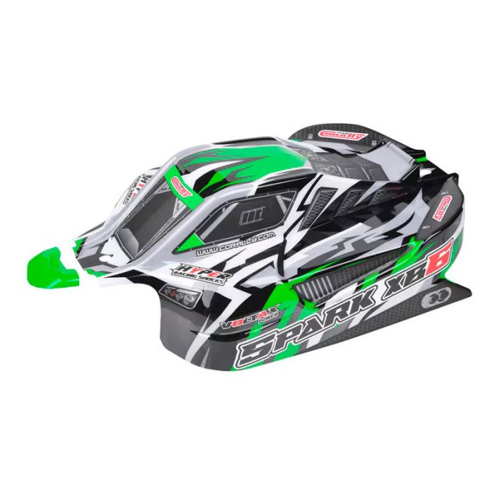 TEAM CORALLY POLYCARBONATE BODY SPARK XB6 GREEN CUT DECAL SHEET - Image 1