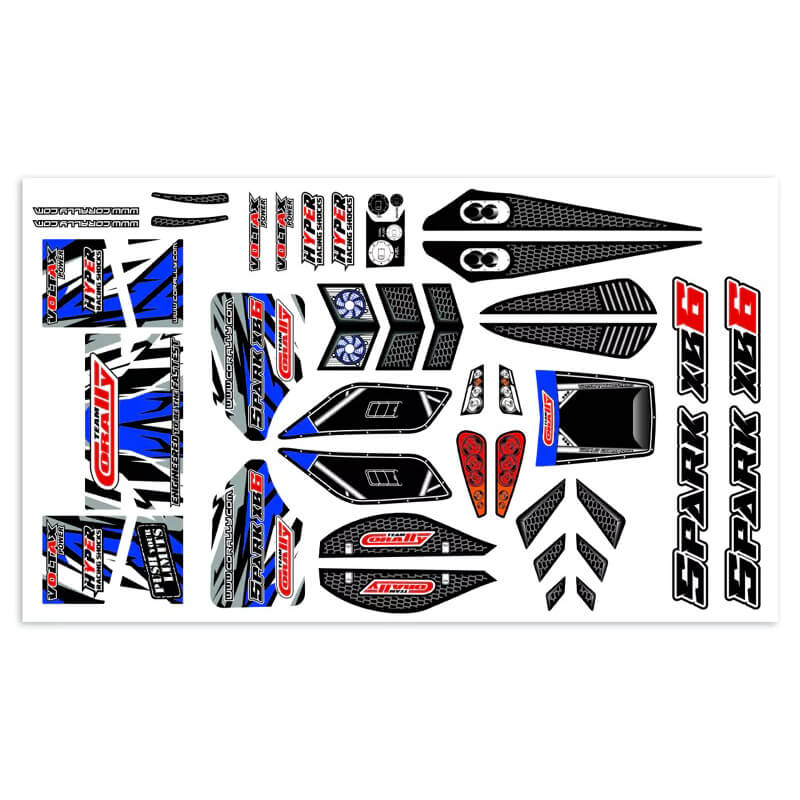 image TEAM CORALLY BODY DECAL SHEET SPARK XB6 BLUE 1PC - Image 1