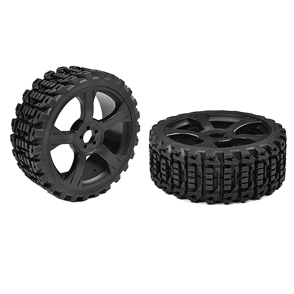 image CORALLY OFF-ROAD 1/8 BUGGY TYRES XPRIT GLUED ON BLACK RIMS (1 PAIR) - Image 1