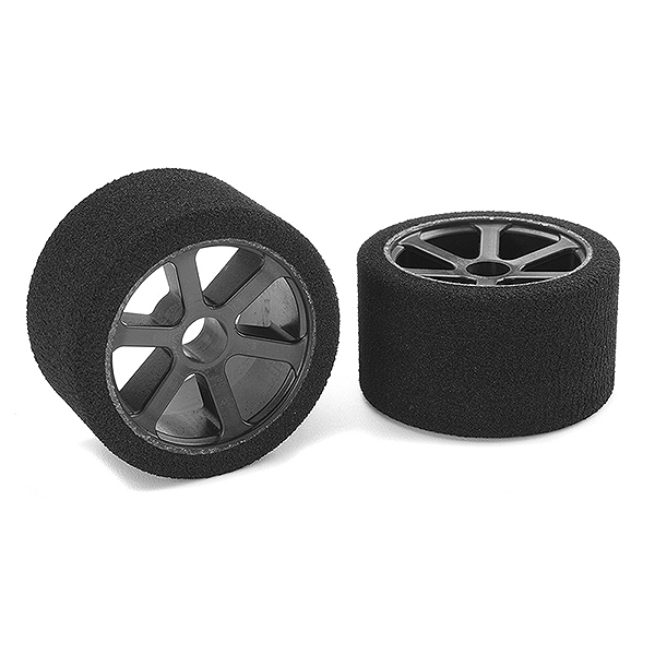 image CORALLY ATTACK FOAM TYRES 1/12 CIRCUIT 32 SHORE MAGENTA FRONT CARBON RIMS 2PCS - Image 1