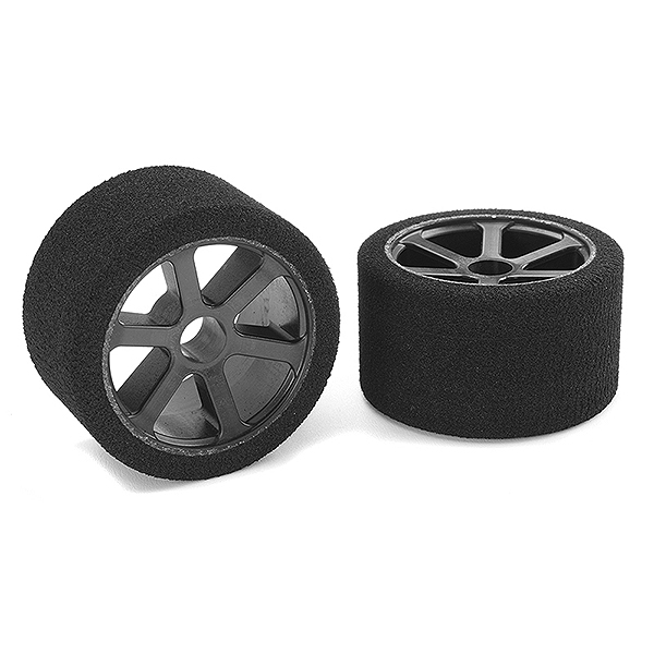 image CORALLY ATTACK FOAM TYRES 1/12 CIRCUIT 35 SHORE DOUBLE PINK FRONT CARBON RIMS 2PCS - Image 1