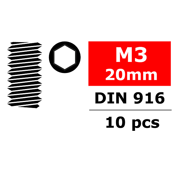 image CORALLY STEEL SET SCREWS M3 X 20MM HEX 10 PCS - Image 1